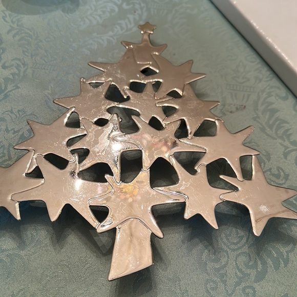 Dansk Metal Christmas Holiday Tree Footed Trivet - Picture 2 of 7